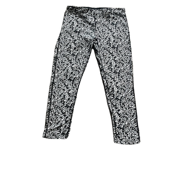 Nike Pants - Nike Leggings Womens Medium Black White Striped Cropped Drawstring